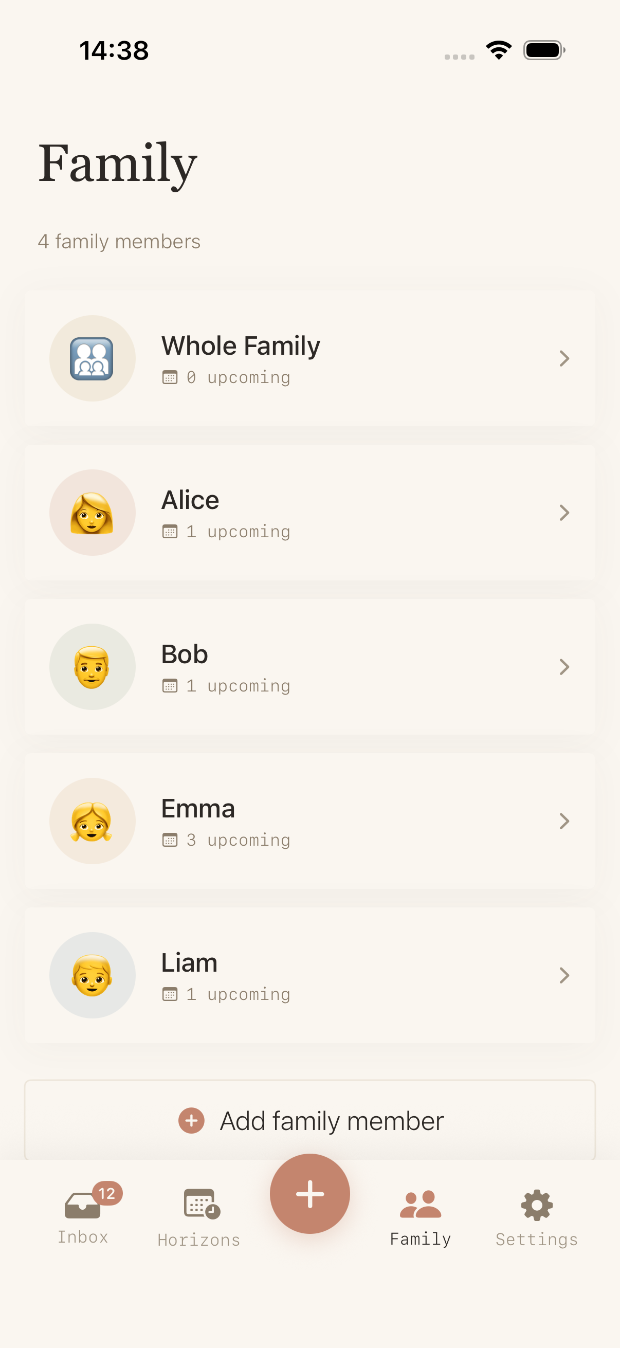 Recursa Family view with per-person tracking